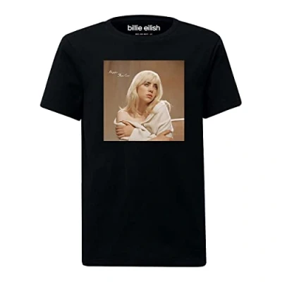 Image of Amplified Unisex Adult Happier Than Ever Billie Eilish T Shirt (L) (Black)