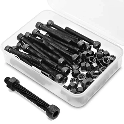Image of M5 x 60 mm 30 Pieces Hex Socket Screw and Nut Combination Box Cylinder Screws with 12.9 Degree Carbon Steel