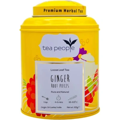 Image of Tea People Ginger Root Pieces, Loose Herbal In A Tin Caddy, 125 g