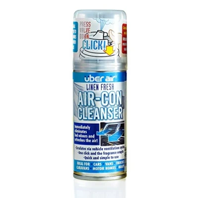Image of Über Air Con Cleanser Freshener &amp; Odour Remover Car Smoke Bomb Removes Pet (Linen Fresh)