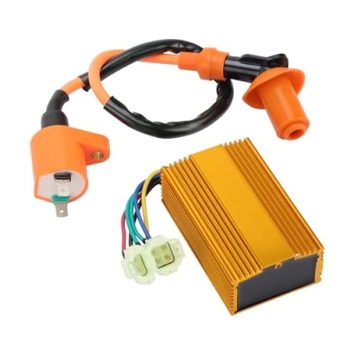 Image of GOOFIT AC Ignition Coil with 6 Pin CDI Box Replacement For GY6 50cc 125cc 150cc Chinese High Performance Racing Scooter