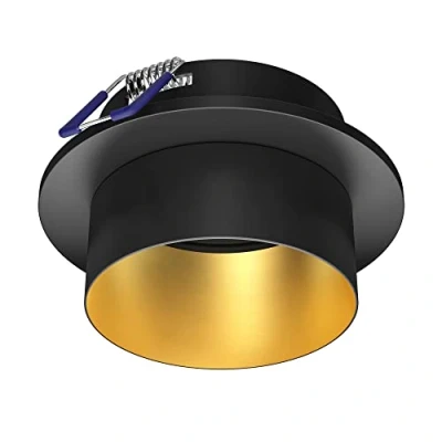 Image of ledscom.de recessed Ceiling mounting Frame KRON, Round, Black/Gold matt, spotlights, Frame, Light, luminaires, Ceiling, Flat,