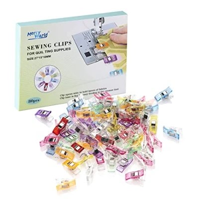 Image of Wonder clips sewing for crafting quilting 80 packs with tin box quilt fabric binding no pins crochet knitting safety