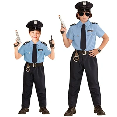 Image of WIDMANN 04028 Police Officer Costume, PC, Career, World Book Day, Constable, Carnival, Halloween, 158 cm (11 13 Years)