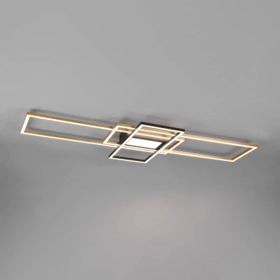 Image of Irvine Modern 60W LED Semi Flush Light Brass Matt 3000 6500K Remote control UK Stock