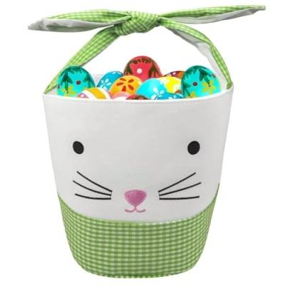 Image of Leesgel Easter Baskets for Kids, Bags Empty Boxes Egg Hunt Games, Decorations Basket Bucket Crafts Party Favours Green