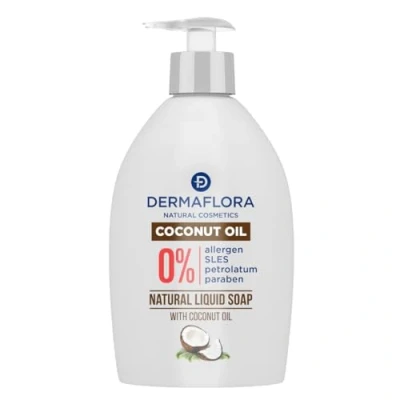 Image of Dermaflora Coconut Oil Liquid Soap 400ml Moisturizing Hand Wash for Sensitive Skin SLES &amp; Paraben Free, Anti Bacterial Hydrating Formula