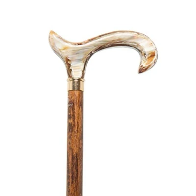 Image of Brown Beech Walking Stick Cane with a Marble Coffee Acrylic Derby Handle