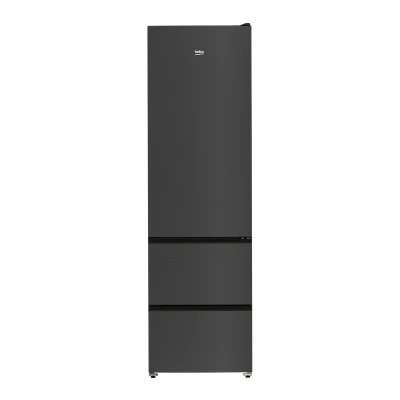 Image of BEKO HarvestFresh GNE4603VPZ 70/30 Fridge Freezer Black Steel, Silver/Grey,Black