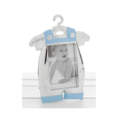 Image of Shudehill Giftware Silver Tone Baby Grow Romper Photo Frame Blue