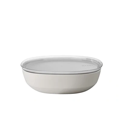 Image of Mepal Serving Bowl with lid Silueta Dishwasher &amp; Microwave Resistant Salad Tapas Bowls Tableware 4000 ml Nordic White