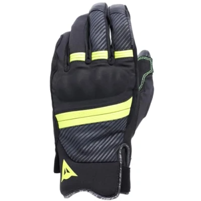 Image of Dainese Men&#039;s Fulmine D Dry Winter Motorcycle, Knuckle Protectors, Gloves with Thermal Padding, Touchscreen, Black/Fluo Yellow/Iron Gate, L