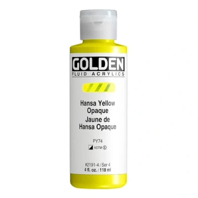 Image of Golden 0002191 4 4oz. 118ml Fluid Acrylic Paint Color Bottle Hansa Yellow Opaque