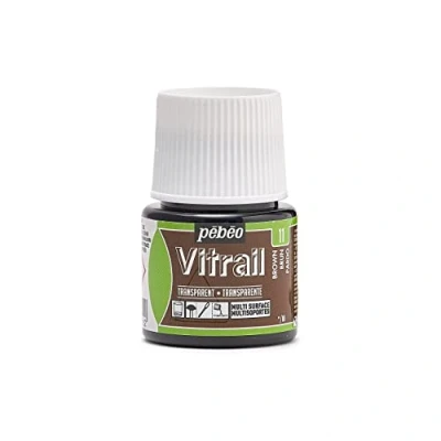 Image of Pebeo Vitrail Stained Glass Effect Paint 45 Milliliter Bottle, Brown,Brown
