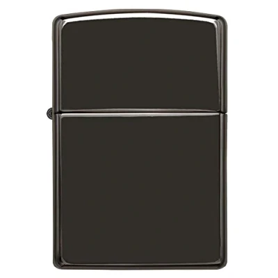 Image of Zippo Windproof Lighter Classic Model High Polish Black Refillable for Lifetime Use Adjustable Flame Gift Box Metal Construction Made in USA