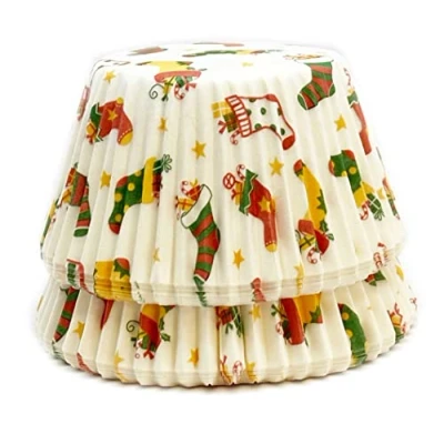 Image of Scrumptious 180PC Christmas Greaseproof Paper Cupcake Cases for Baking Stockings Ideal Festive Muffins &amp; Cakes