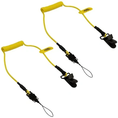 Image of BearTOOLS Micro Coil Elastic Lanyard, Max Load 0.9kg 50cm Dual Attachment Tool lanyard for small tools, helmets Hardhat Accessory Used in construction &amp; work sites (2 Pack)