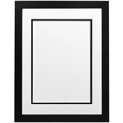 Image of FRAMES BY POST H7 Picture Photo Frame, Wood with Plastic Glass, Black White and Double Mount, 20 x 16 Image Size 12 Inch