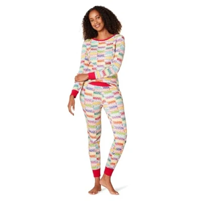 Image of Amazon Essentials Disney Marvel Star Wars Women&#039;s Snug Fit Cotton Pyjama Sleepwear Sets, Holiday Bricks Womens fit, S