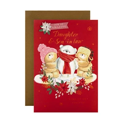 Image of Hallmark Christmas Card for Daughter and Son in Law Cute Forever Friends Design