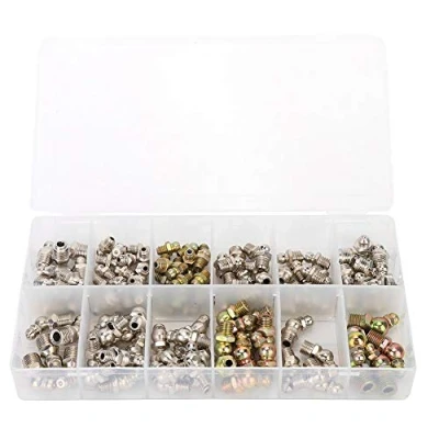 Image of Hilitand 130pcs Grease Nipple Straight 45 Degree Fitting Assortment Kits