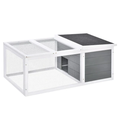 Image of PawHut Rabbit Hutch Guinea Pig Wooden Small Animal Cage Run Duck House with Openable Roof for Indoor Outdoor 115 x 66 47.5 cm