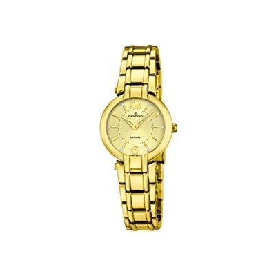 Image of Candino Women&#039;s Quartz Watch with Gold Dial Analogue Display and Stainless Steel Plated Bracelet C4575/2
