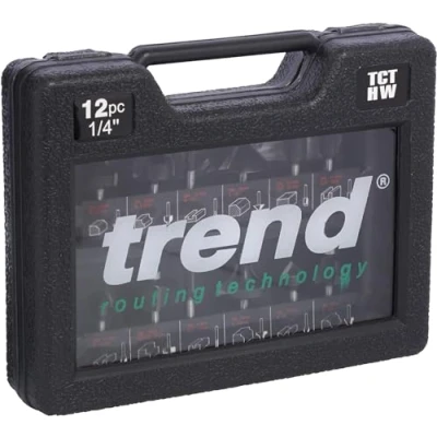 Image of Trend 12 Piece Router Cutter Starter Set, 1/4 Inch Shank, Tungsten Carbide Tipped, Storage Case Included, SET/SS8X1/4TC