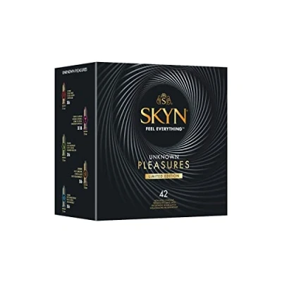 Image of SKYN Unknown Pleasures (Pack of 42): Assortment Smooth and Textured Surface Latex Free Condoms for Men, SKYNFEEL Technology, Lubricated, 53mm Nominal Width