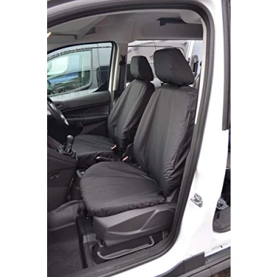 Image of Van Demon Seat Covers For Ford Transit Courier Black Tailored Fit Front Driver &amp; Non Folding Passenger Set Waterproof Durable