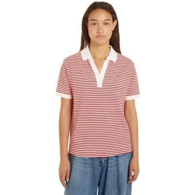 Image of Tommy Hilfiger Women RLX Open Placket Lyocell Polo Ss S/S Polos, White, S