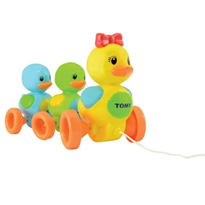 Image of TOMY Toomies Quack Along Ducks Pull Toy Educational Toddler with Colours and Sounds Learn to Walk Baby Suitable From 12 Months, 1, 2+ Year Olds Boys &amp; Girls, Multicoloured