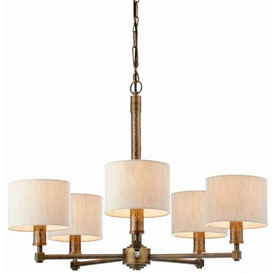 Image of Indara 5 Light Multi Arm Pendant Aged Bronze, Hammered Bronze Plate, E14