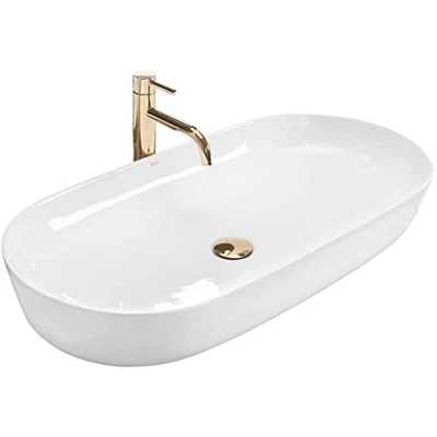 Image of REA U0563 Bathroom Sink Made of Ceramic Snow white U0563, White, Cleo 81 40 x 80 cm