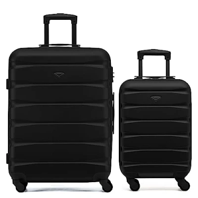 Image of Flight Knight Set of 2 Premium Suitcases Extra Stong Lightweight Luggage Hardcase with 4 Wheels &amp; Built in Lock (Set L+L)