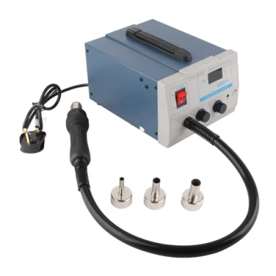 Image of Hot Air Rework Station, 850D Soldering Iron Station LED Digital Display Stations Induction Switch Vortex Brushless Fan(British Plug AC220V, Pink)