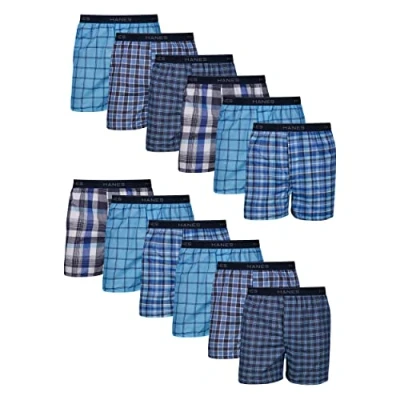 Image of Hanes Men&#039;s Tagless Boxer Underwear, Exposed Waistband, Multi Packs Available Shorts, Assorted 12, M (Pack of 12)