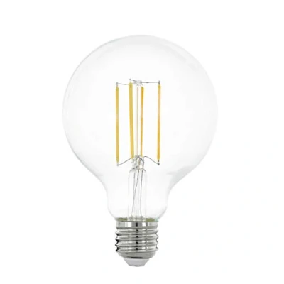 Image of EGLO LED filament light bulb, E27 globe for retro lighting, 8 watt (equivalent to 75 watt), 1055 lumen, warm white glow, 2700 Kelvin, G95 Edison lamp, Ø 3.7&quot;