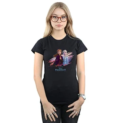 Image of Disney Women&#039;s Frozen 2 Elsa and Anna Nature is Beautiful T Shirt Black Large