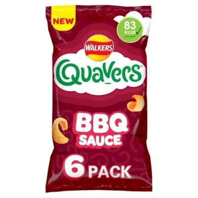 Image of Walkers Quavers BBQ Multipack Snacks Crisps 6x16g