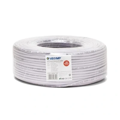 Image of Velamp Ethernet Cable 100m in Spool, LAN Network Cable, High Speed Cat5e for Fast Internet, Bulk UTP CCA CPR Certified (Eca)