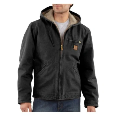 Image of Carhartt Men&#039;s Big &amp; Tall Sherpa Lined Sandstone Sierra Jacket J141 Black XXX Large