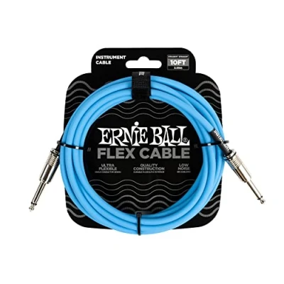 Image of Ernie Ball Flex Instrument Cable Straight/Straight 10ft Blue