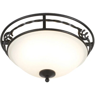 Image of Pembroke 2 Light Flush Ceiling Black, E27