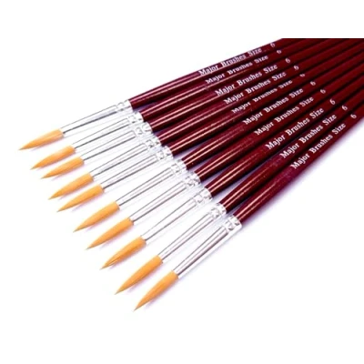 Image of Major Brushes Sable Substitute Brush Size 6 Set of 10