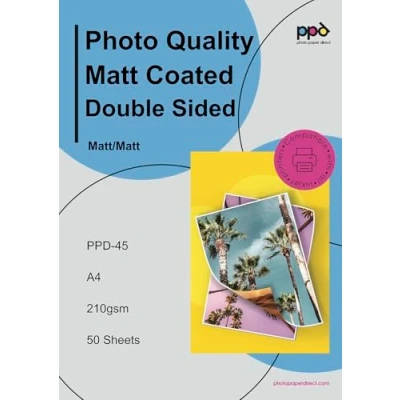 Image of PPD 50 Sheets A4 Matt Photo Quality Paper Double Sided Heavyweight 210gsm High Resolution 45