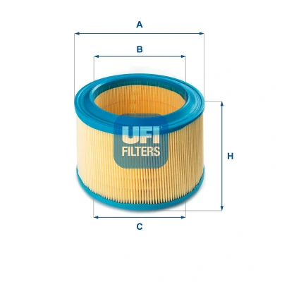 Image of 212151109100 Air Filter UFI 27.239.00 123mm 167mm Insert PEUGEOT: 205 II Hatchback, 306 Partner I Van