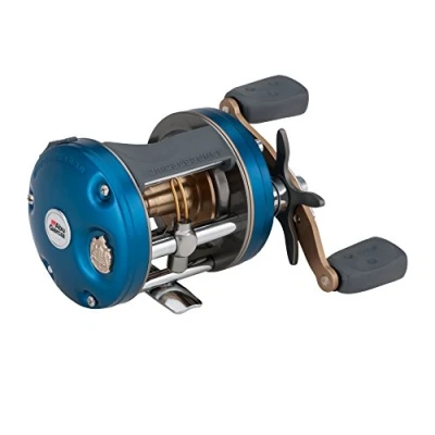 Image of Abu Garcia Ambassadeur C4 Round Reel, Fishing Baitcast Reels, Conventional Fishing, Unisex, Blue/Gold, 6600 Left Hand