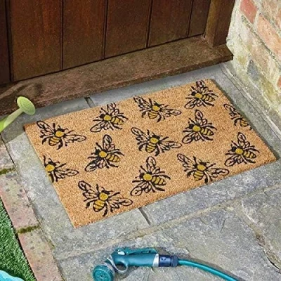 Image of HomeZone Various Designs Decoir Doormat Door Mat Natural Look Slip Resistant PVC Backing Novelty Animal Wildlife Design Safe Anti Indoor Outdoor Use (Bumblebees)