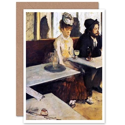 Image of Wee Blue Coo EDGAR DEGAS THE ABSINTHE DRINKER 1876 OLD MASTER PAINTING GREETINGS CARD